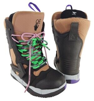 Off-White High Top Snow Sneaker Boots EU 40 US 10 Women's Black Brown Virgil